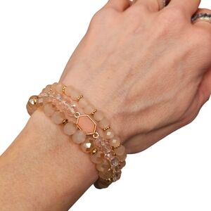 NEW Blush Pink Beaded Bracelet Trio